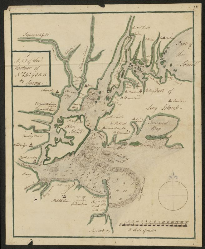 A Map of the Harbour of New-York by Survey, ca. 1784. Manuscript map National Archives of the Netherlands