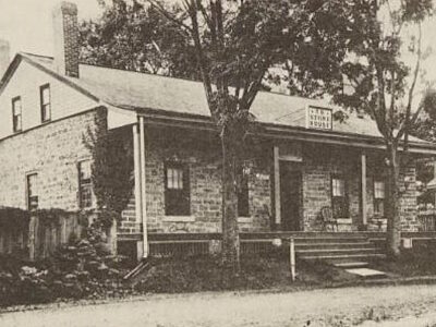 Eight-room Tappan House, c. 1753. British Major Andre was imprisoned in thie house while awaiting trial for treason in  1780.  He was hanged on a nearby hill. Courtesy Tappantown Historical Society.